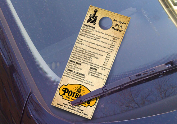 Potbelly door hanger menu designed using Illustrator and InDesign.