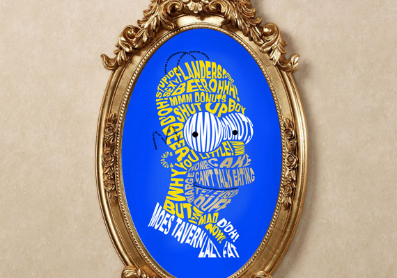 A typography portrait of Homer Simpson done in Illustrator.